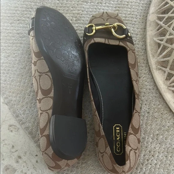 Coach Brown Gold Flats with Signature Hardware - Picture 4 of 4
